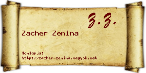 Zacher Zenina névjegykártya